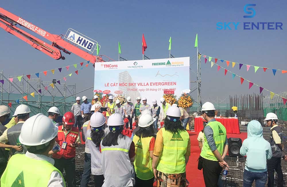 TỔ CHỨC SỰ KIỆN LỄ CẤT NÓC CÔNG TRÌNH SKY VILLA EVERGREEN